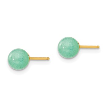 14k Madi K 5mm Round Green Natural Stone Post Earrings — alternate view