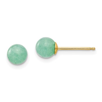 14k Madi K 5mm Round Green Natural Stone Post Earrings
