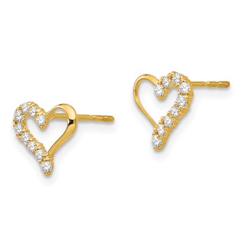 14k Madi K CZ Heart Childrens Post Earrings — alternate view