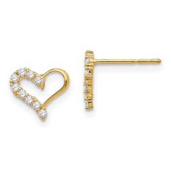 14k Madi K CZ Heart Childrens Post Earrings