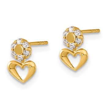 14ky Madi K Childrens Polished CZ Heart Post Earrings — alternate view
