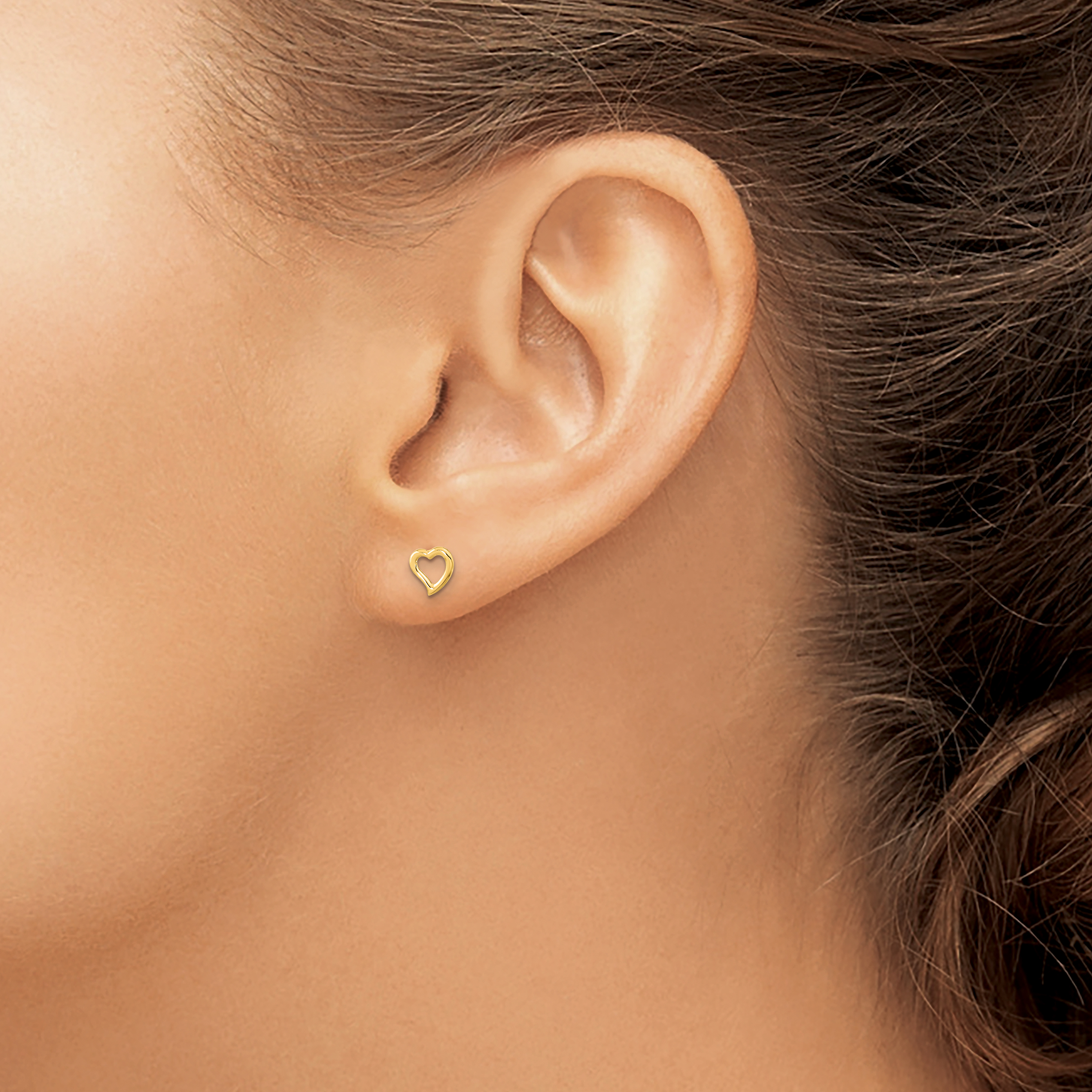 Madi K 5.00mm Heart Post Earrings 14k Yellow Gold 5x6mm Women's Solid detailed image 4