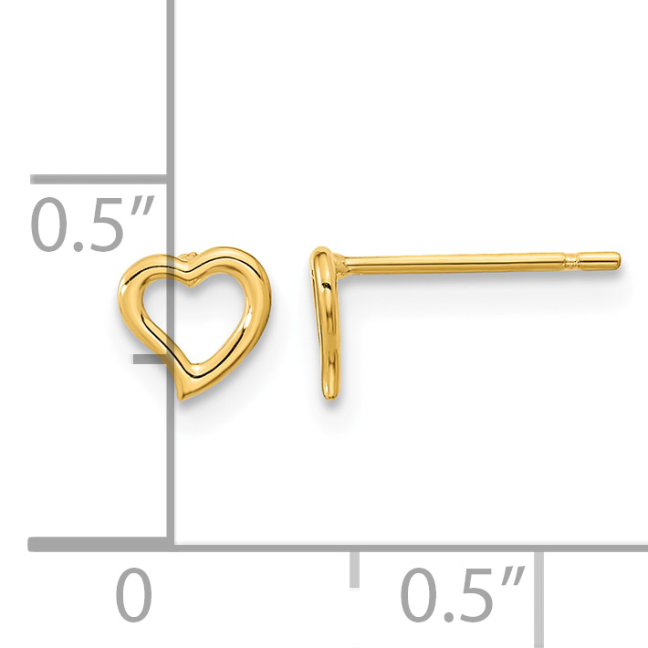 Madi K 5.00mm Heart Post Earrings 14k Yellow Gold 5x6mm Women's Solid detailed image 3