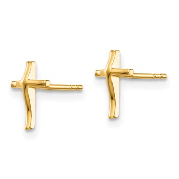 14k Madi K Polished Cross Childrens Post Earrings — alternate view