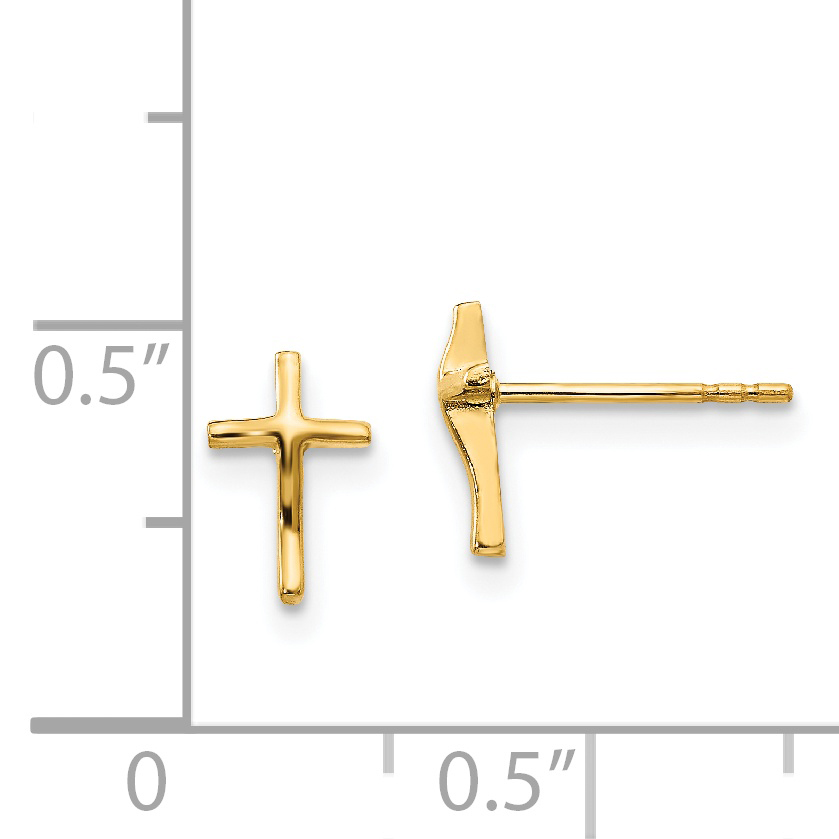 Real 14kt Yellow Gold Madi K Kid’s Polished Cross Post Earrings; Children’s; New detailed image 4
