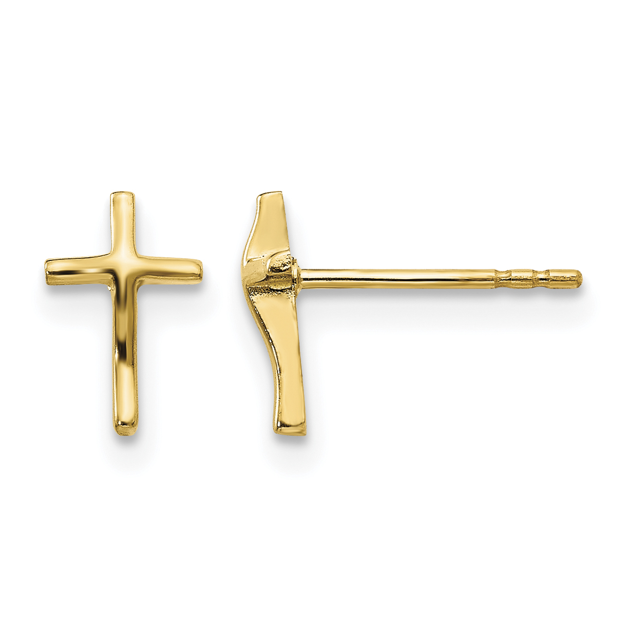 Real 14kt Yellow Gold Madi K Kid’s Polished Cross Post Earrings; Children’s; New main product image