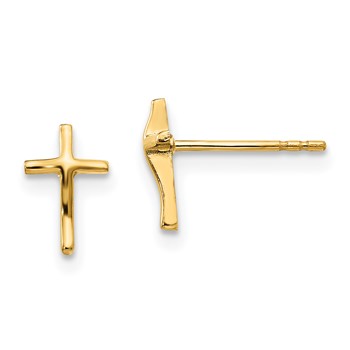 14k Madi K Polished Cross Childrens Post Earrings