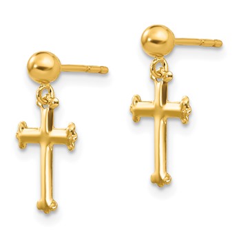 14k Madi K Cross Dangle Childrens Post Earrings — alternate view