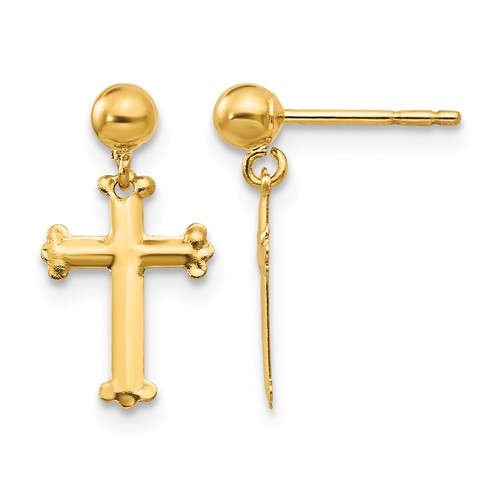 14k Madi K Cross Dangle Post Earrings