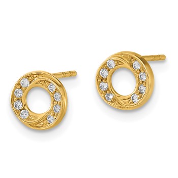 14ky Madi K Childrens Polished CZ Circle Post Earrings — alternate view