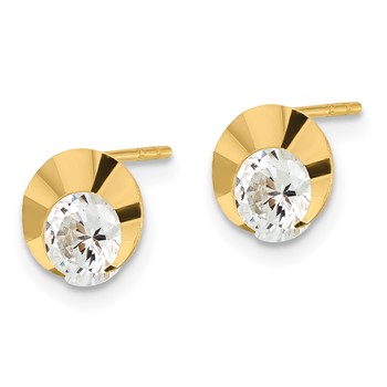 14ky Madi K Childrens Polished Diamond-cut CZ Circle Post Earrings — alternate view