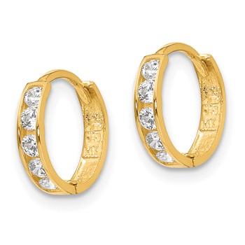 14k Madi K CZ 2x9mm Hinged Hoop Earrings — alternate view