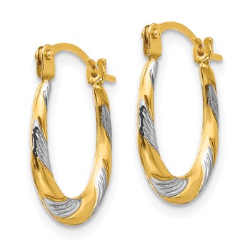 14k and White Rhodium Madi K 2x15mm Twist Oval Hoop Earrings — alternate view