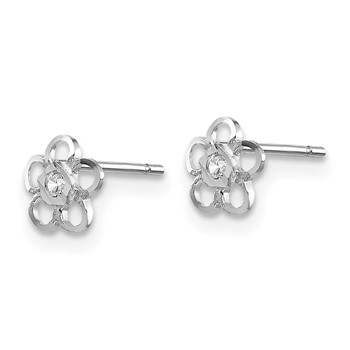 14k White Gold Madi K CZ Flower Post Earrings — alternate view