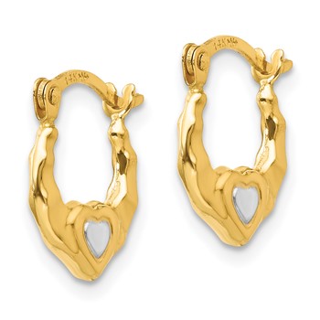 14K and White Rhodium Madi K Heart Hollow Hoop Earrings — alternate view