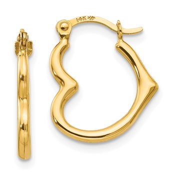 14k Madi K Heart-Shaped Hollow Hoop Earrings