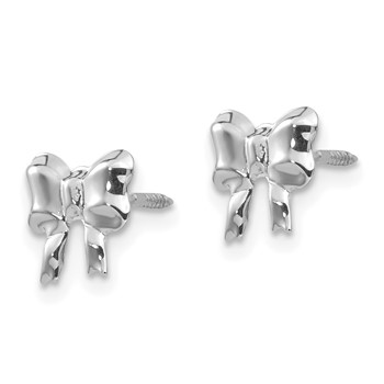 14k White Gold Madi K Rhodium-plated Bow Childrens Screwback Post Earrings — alternate view