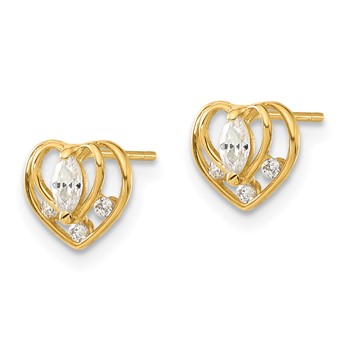 14ky Madi K Childrens Polished CZ Double Heart Post Earrings — alternate view