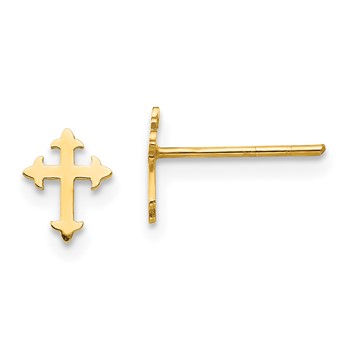 14K Madi K Polished Cross Childrens Post Earrings