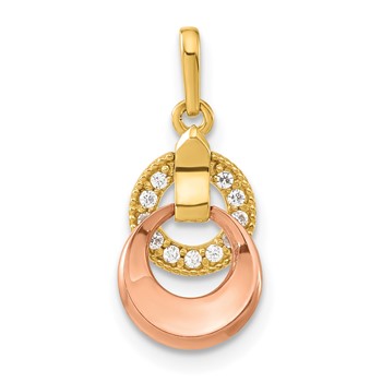 14k Madi K Yellow & Rose Gold CZ Circles Pendant