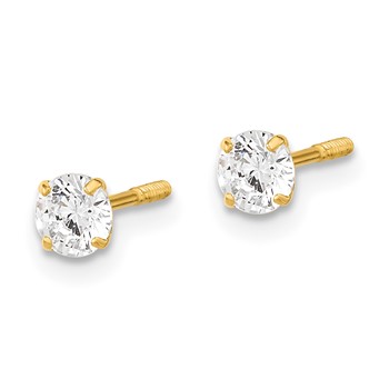 14k Madi K Polished Reversible 4mm Ball and CZ Screwback Post Earrings — alternate view