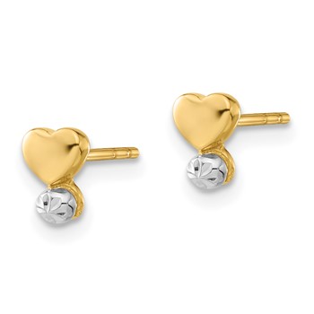 14ky Madi K Childrens Rhodium-plated Polished D/C Heart Post Earrings — alternate view