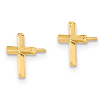 14k Madi K Polished 3-D Cross Childrens Post Earrings — alternate view