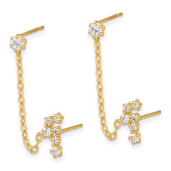 14k Madi K CZ Stars and Constellation Double Post with Chain Single Earring — alternate view