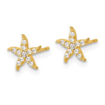 14k Madi K CZ Starfish Childrens Post Earrings — alternate view