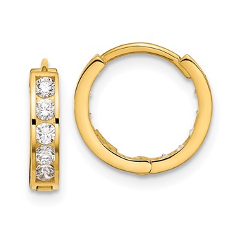 14k Madi K Round/Square CZ Reversible 2.5x12mm Hinged Hoop Earrings