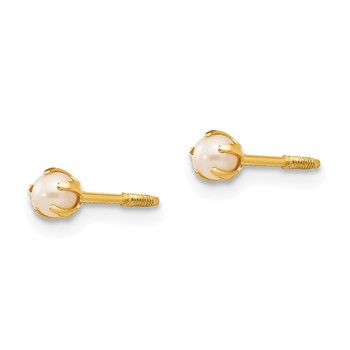 14k Madi K 2-3mm White Round Freshwater Cultured Pearl Screwback Post Earrings — alternate view