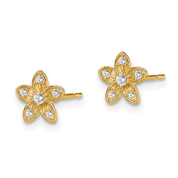 14k Madi K CZ Flower Childrens Post Earrings — alternate view