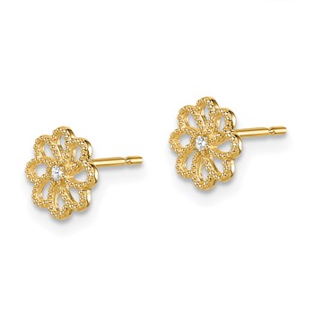 14k Madi K CZ Flower Childrens Post Earrings — alternate view