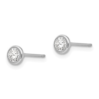 14k White Gold Madi K 4mm Bezel-Set Round CZ Post Earrings — alternate view