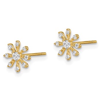 14k Madi K CZ Flower Childrens Post Earrings — alternate view
