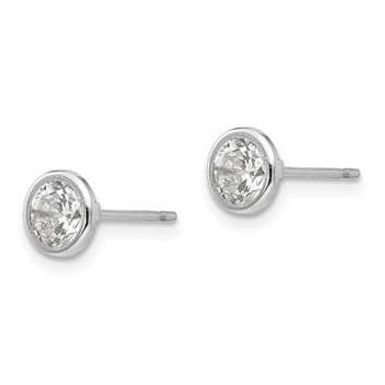 14k White Gold Madi K 5mm Bezel-Set Round CZ Post Earrings — alternate view