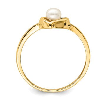 14K Madi K 3-4mm White Button Freshwater Cultured Pearl Heart Size 4 Baby / Childrens Ring — alternate view