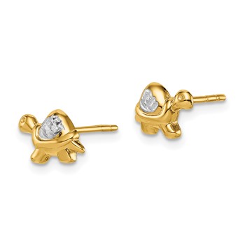 14k Madi K & White Rhodium Turtle Post Earrings — alternate view
