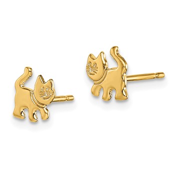 14k Madi K Kitten Childrens Post Earrings — alternate view