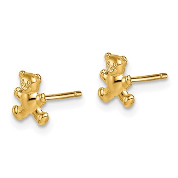 14k Madi K Teddy Bear Childrens Post Earrings — alternate view