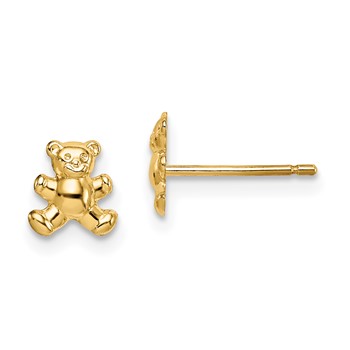 14k Madi K Teddy Bear Childrens Post Earrings