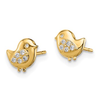 14k Madi K CZ Bird Childrens Post Earrings — alternate view