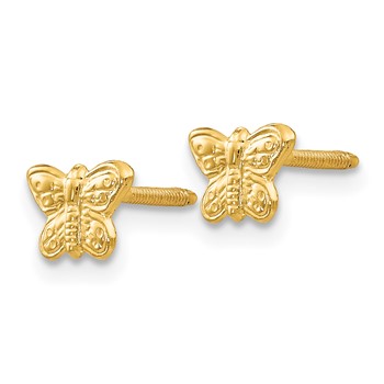 14k Madi K Polished Butterfly Childrens Screwback Post Earrings — alternate view