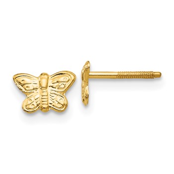 14k Madi K Polished Butterfly Childrens Screwback Post Earrings