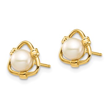 14k Madi K 4-5mm White Button Freshwater Cultured Pearl Stud Earrings — alternate view