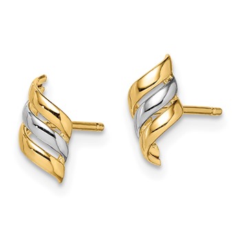 14k w/Rhodium Madi K Swirl Post Earrings — alternate view