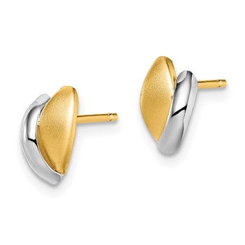 14k w/Rhodium Madi K Satin Leaf Post Earrings — alternate view