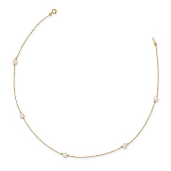 14k Madi K 4-5mm White Round Freshwater Cultured Pearl 5-Station 15.25 inch Necklace — alternate view