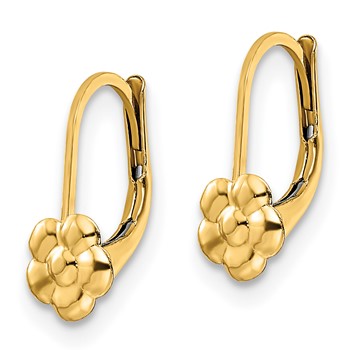 14K Madi K Polished Flower Childrens Leverback Earrings — alternate view