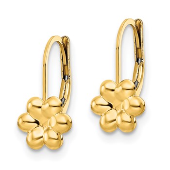 14K Madi K Polished Flower Childrens Leverback Earrings — alternate view